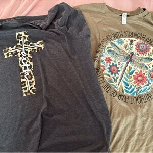 Women’s Love In Faith Graphic Tees Set - Gray and Olive